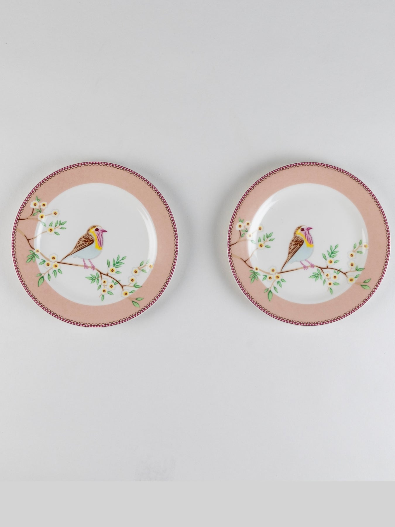 Little Birdie (Pink) snack plates - Set of 4 (7 inch each)
