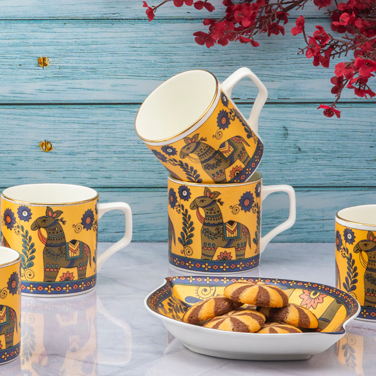 Puppet Horse Tea Set & Nut Tray - 6 Cups (200ml), 1 Kettle (1000ml), 2 Snack Trays