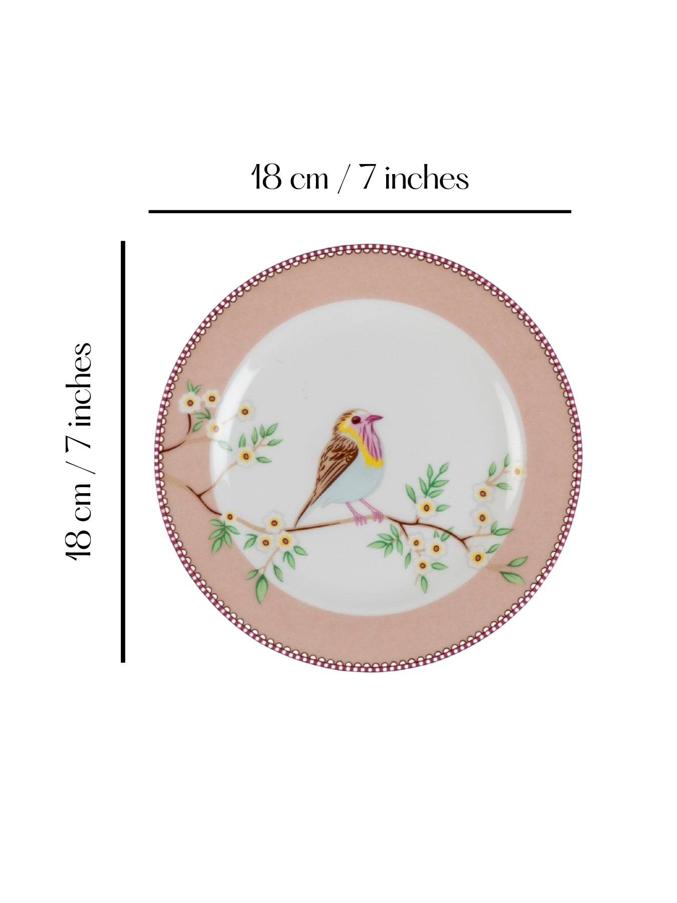 Little Birdie (Pink) snack plates - Set of 4 (7 inch each)