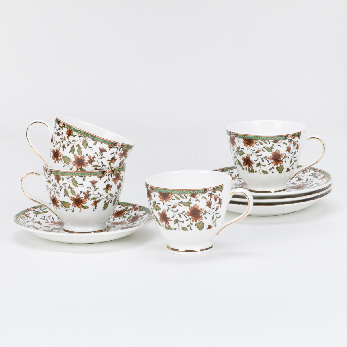 Autumn Hues Cup & Saucer Set | 4 Cups & 4 Saucers
