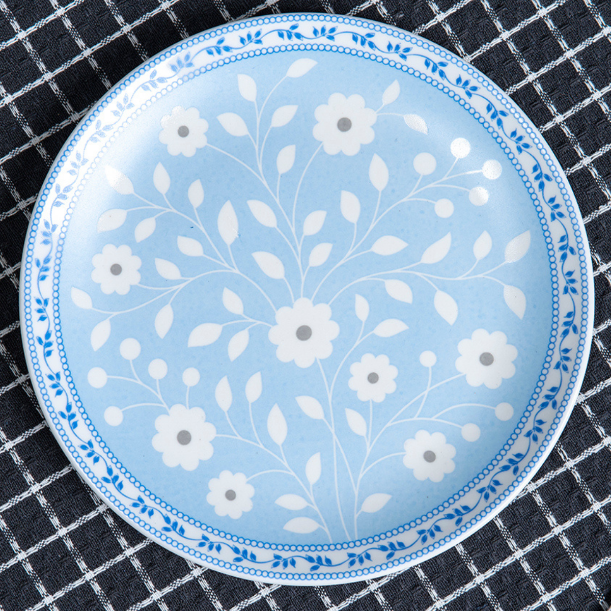 Cobalt Floral snack plates - Set of 4 (7 inch each)