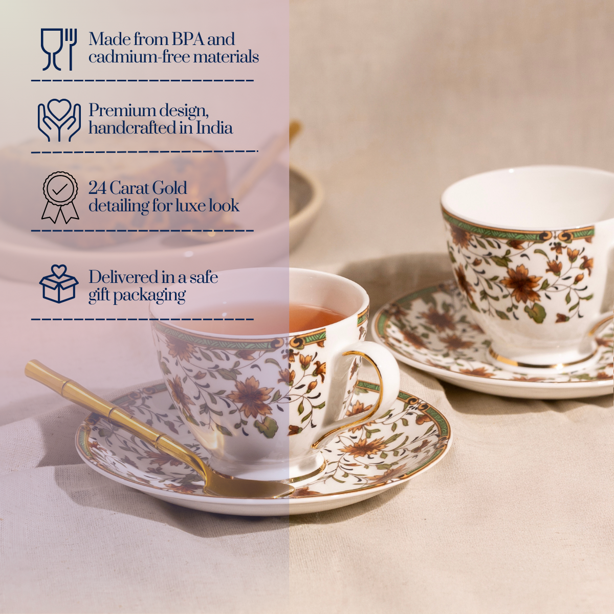 Autumn Hues Cup & Saucer Set | 4 Cups & 4 Saucers