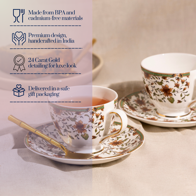 Autumn Hues Cup & Saucer Set | 4 Cups & 4 Saucers