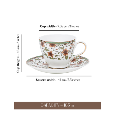Autumn Hues Cup & Saucer Set | 4 Cups & 4 Saucers