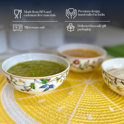 Summer Floral bowls - Set of 6 Pieces, 4 inch Wide