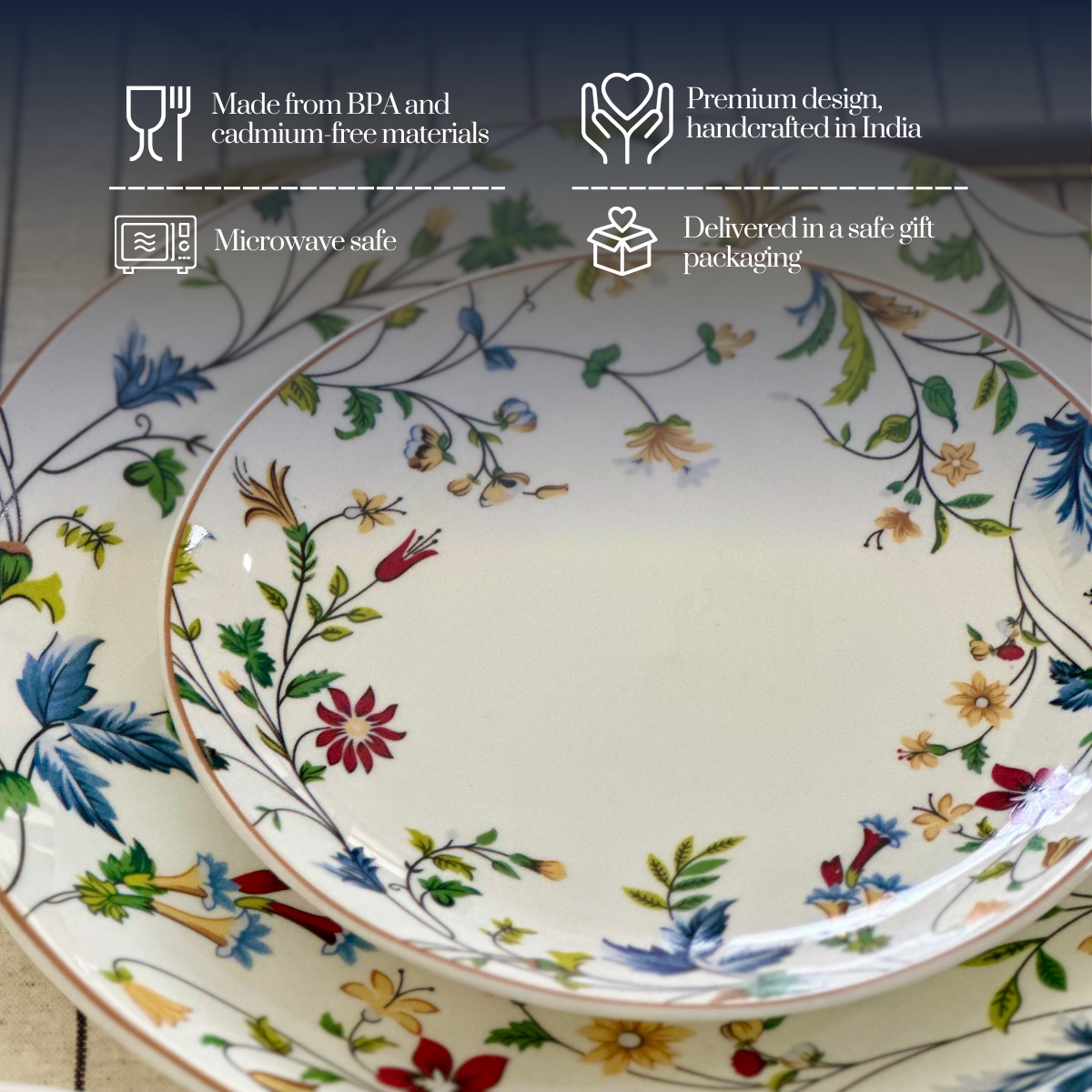 Summer Florals snack plates - Set of 4 (7 inch each)