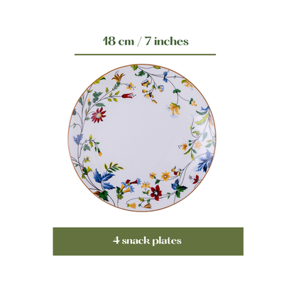 Summer Florals snack plates - Set of 4 (7 inch each)