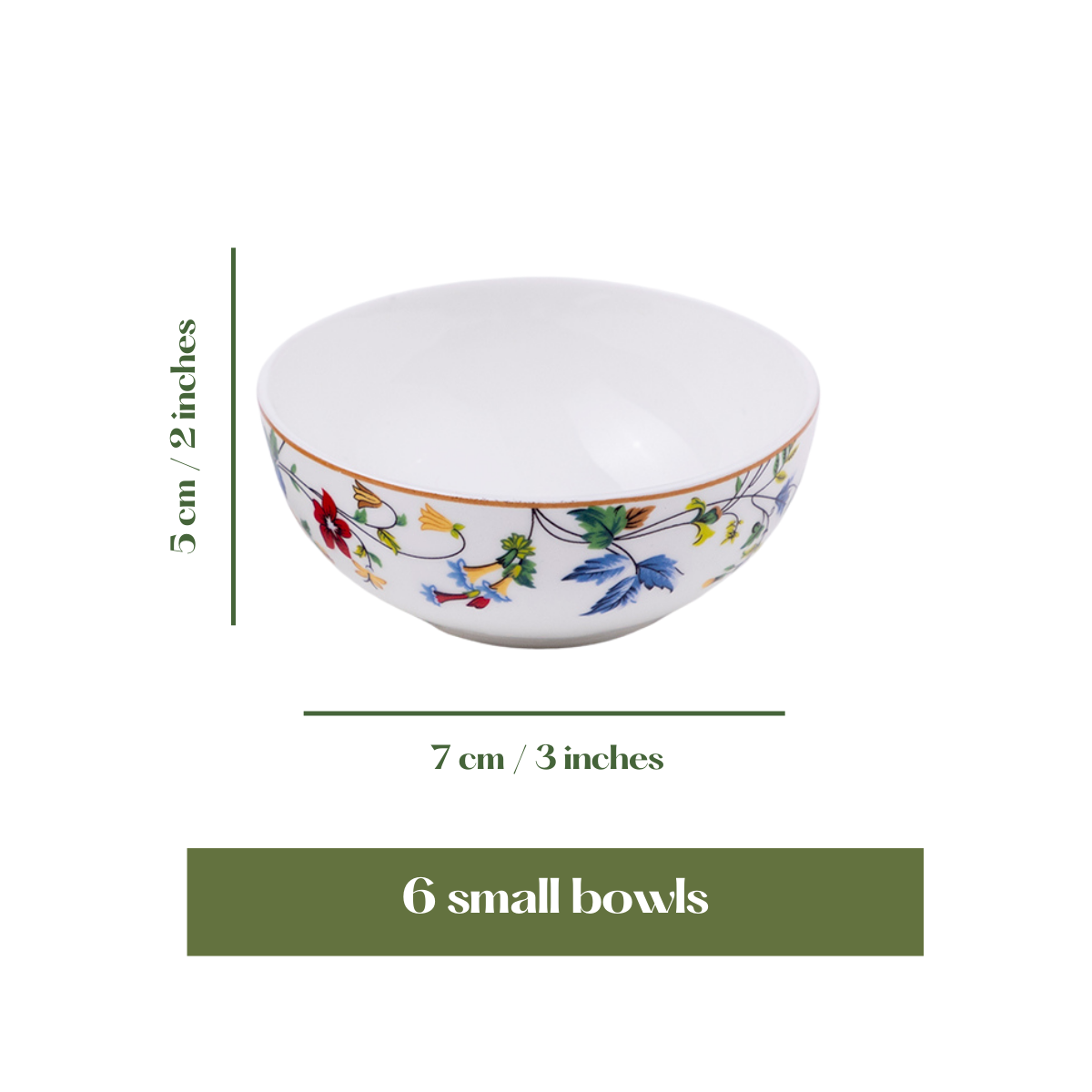 Summer Floral bowls - Set of 6 Pieces, 4 inch Wide