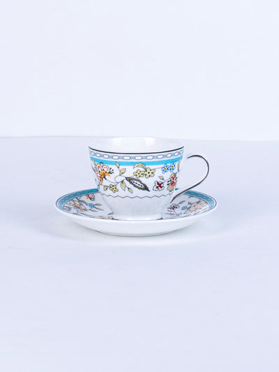 Blue Botanicals Cup & Saucer Set | 6 Cups & 6 Saucers