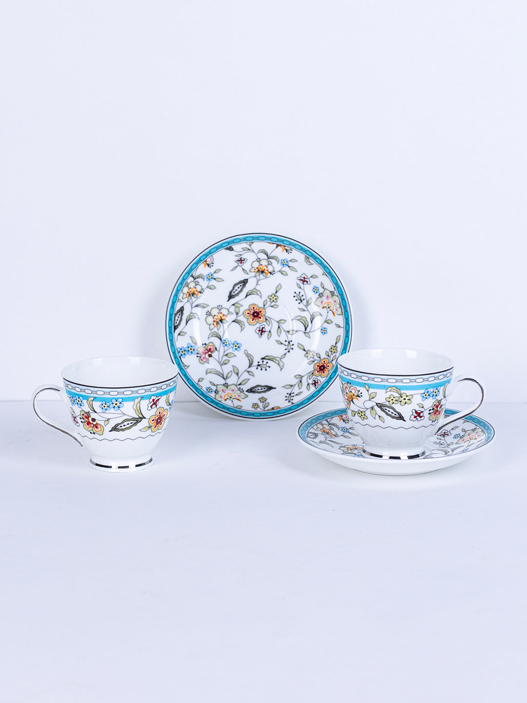 Blue Botanicals Cup & Saucer Set | 6 Cups & 6 Saucers