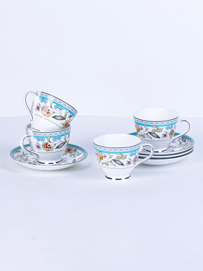 Blue Botanicals Cup & Saucer Set | 6 Cups & 6 Saucers