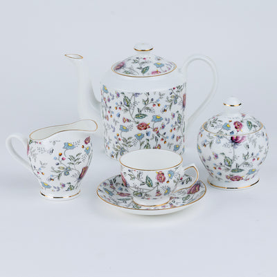 Pink Shrub Tea Service Set (15 pieces)