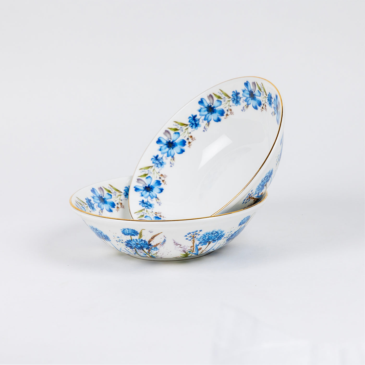 Blue Blossom Snack Bowls - Set of 2 (7 inch wide, 450ML capacity)