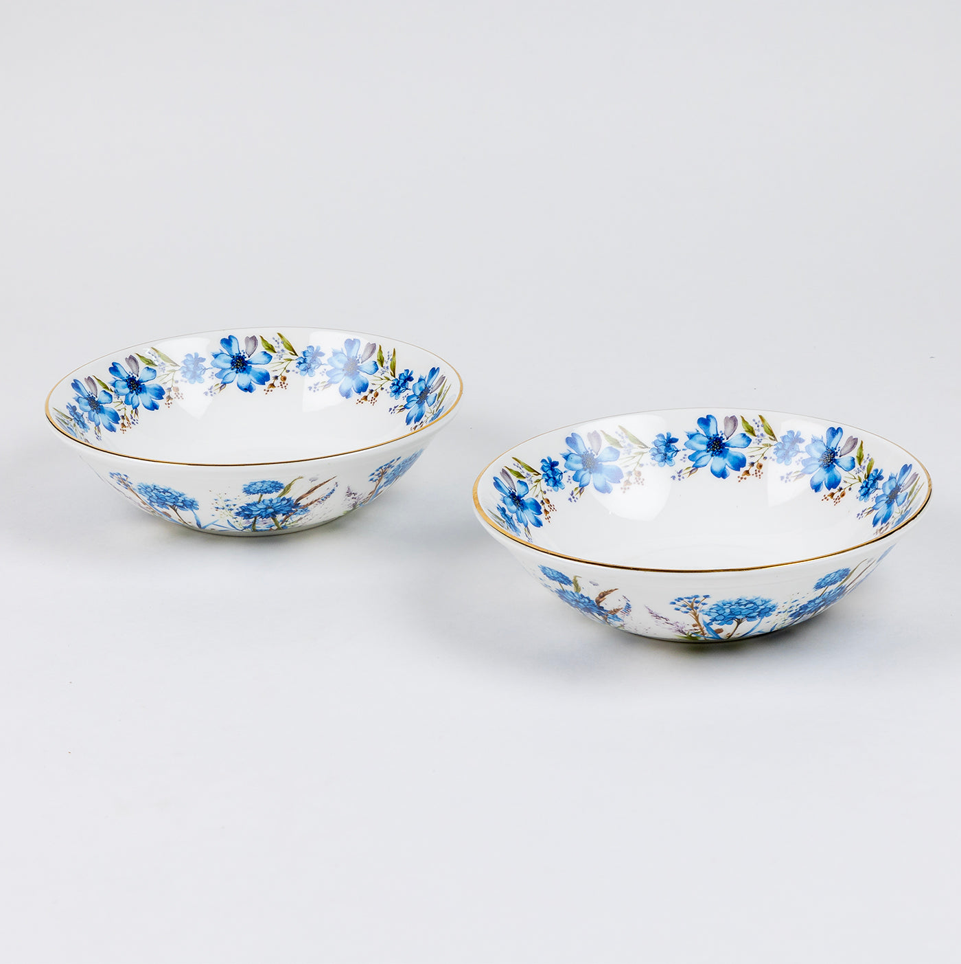 Blue Blossom Snack Bowls - Set of 2 (7 inch wide, 450ML capacity)