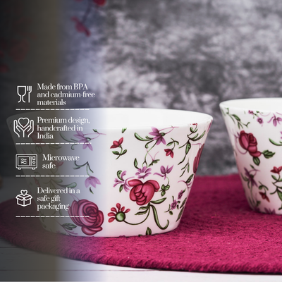 Button rose snack bowls - Set of 2 (5 inch wide, 350ML capacity)