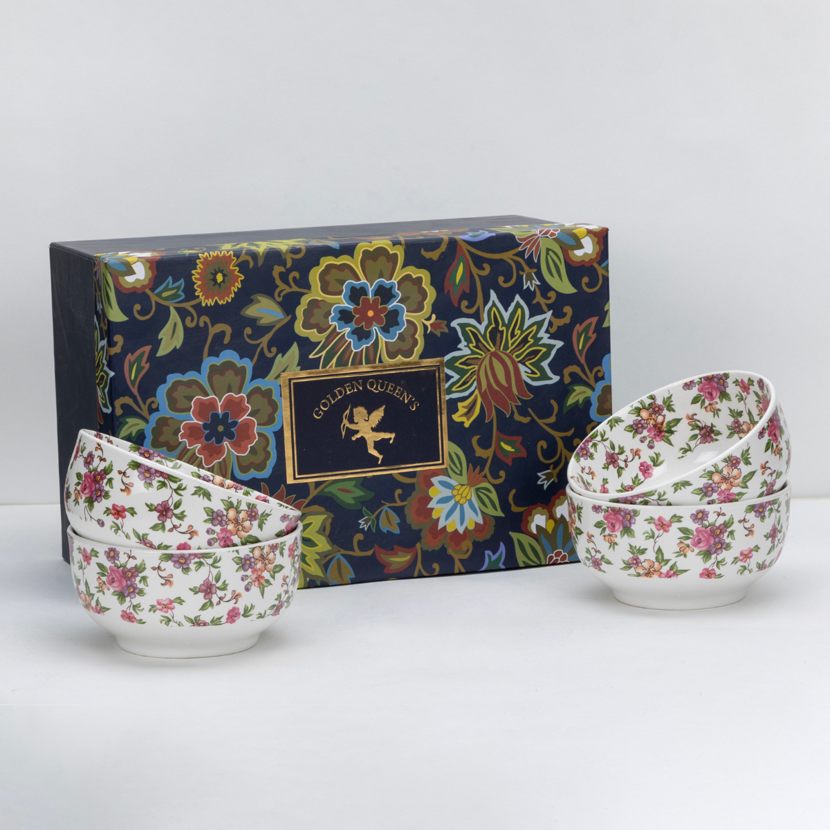 Whimsical Bloom snack bowls - Set of 4 (5 inch wide, 350ML capacity)