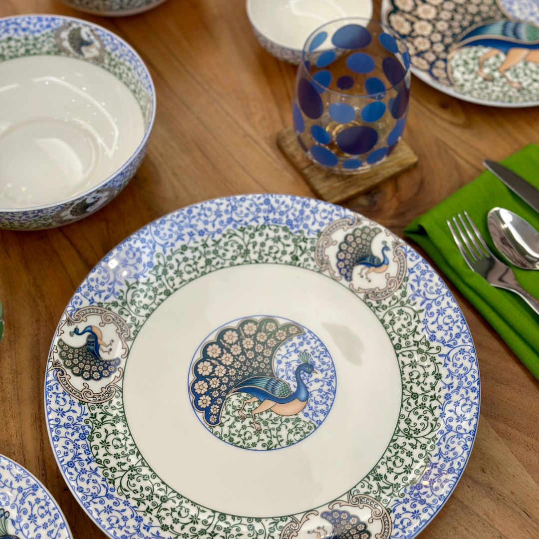 Dancing Peacock Dinner Plates - Set of 2