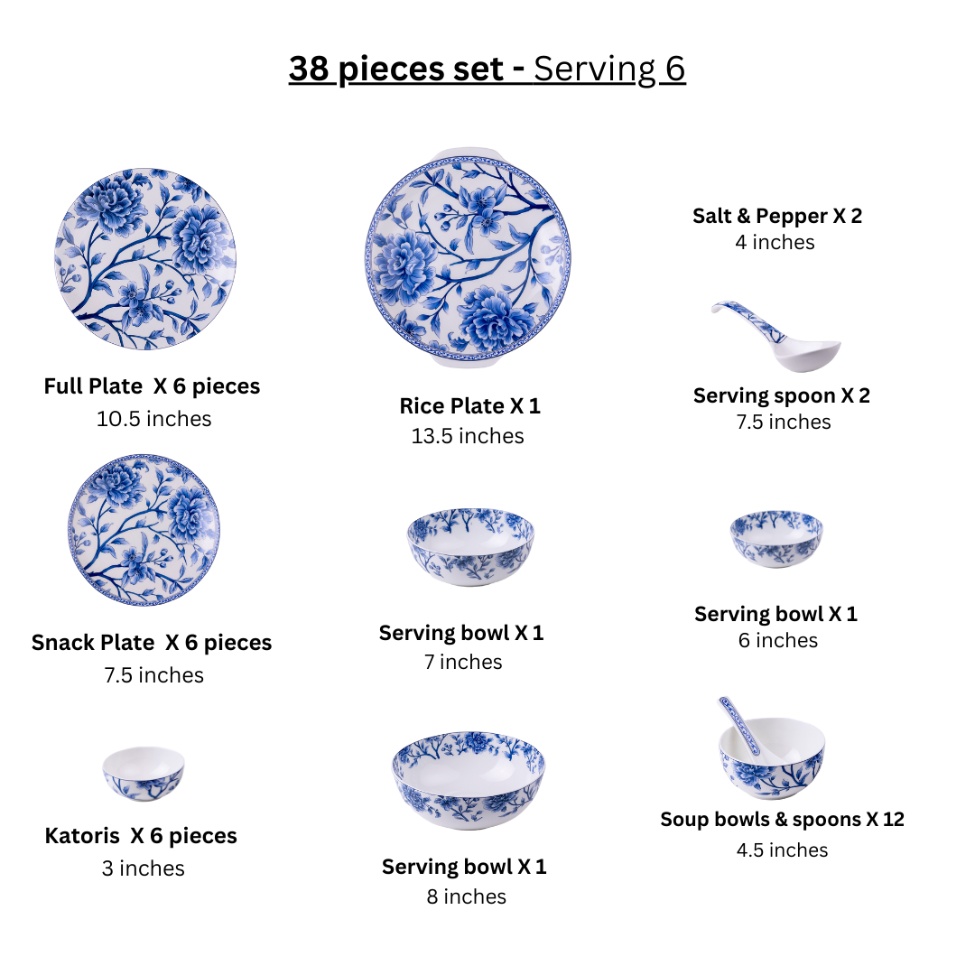 Sapphire Bloom Dinnerware Set