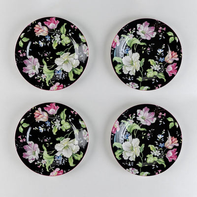 Garden Splednor (Black) snack plates - Set of 4 (7 inch each)