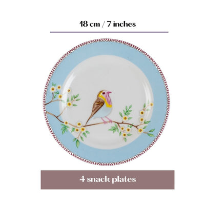 Little Birdie (Blue) snack plates - Set of 4 (7 inch each)