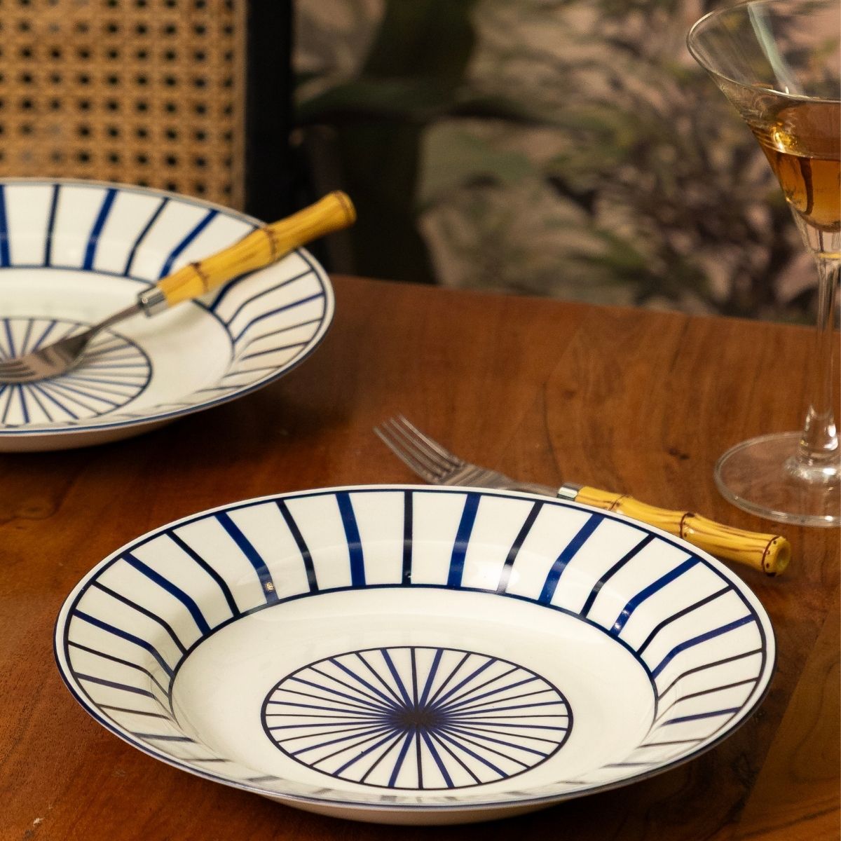 Blue Rhythm Pasta Plates | 10.5 Inch Wide - Set of 2