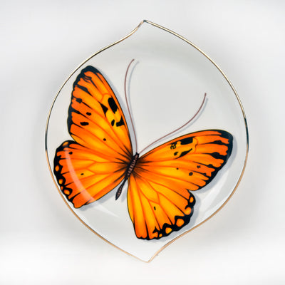 Golden Yellow Monarch Butterfly Platter (7 inch wide) - Set of 2