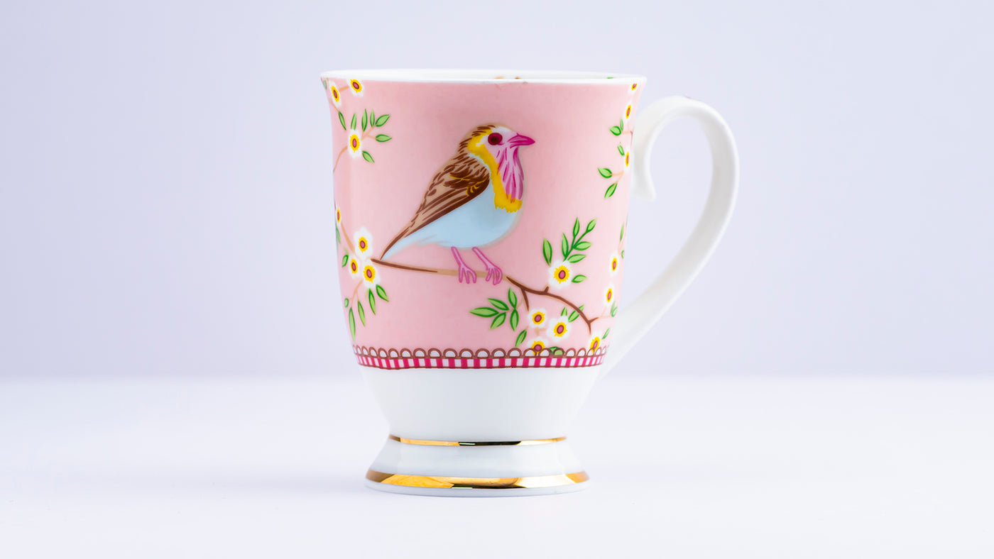 Lil Birdie footed mug (Pink) – Set of 2