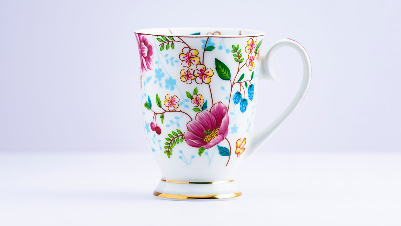 Delicate Blossoms footed mug – Set of 2