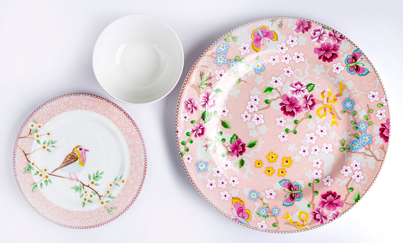 Little Birdie (Pink) dinner plates (10 inch)- Set of 2