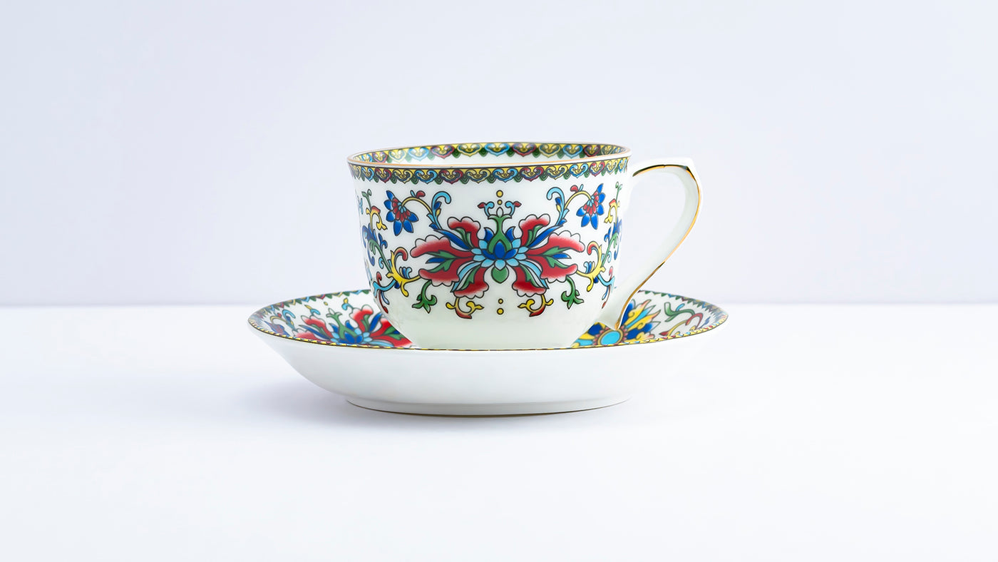 Himalayan Flora Cup & Saucer Set | 6 Cups & 6 Saucers