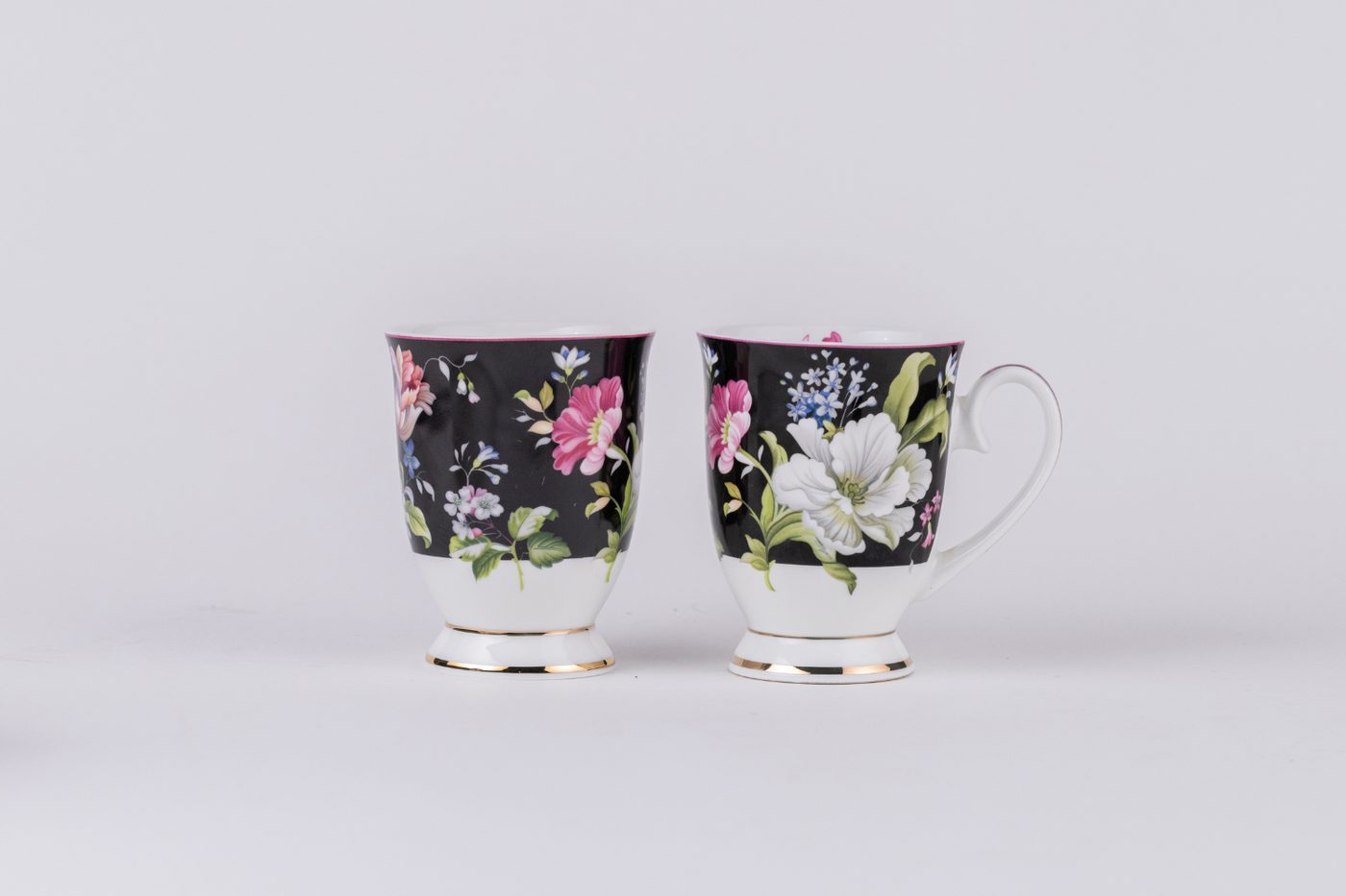 Midnight Garden Splendor footed mug – Set of 4