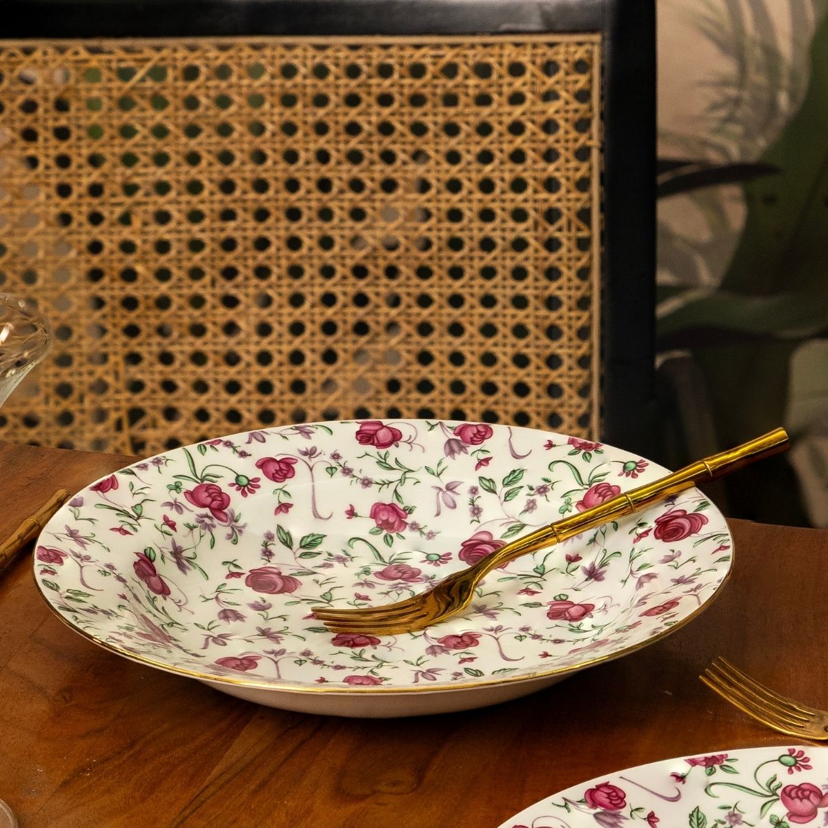 Button Rose Pasta Plates | 10.5 Inch Wide - Set of 2