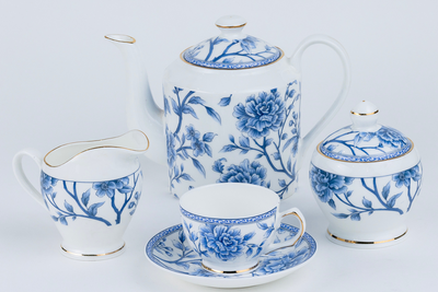 Sapphire Bloom Tea Service Set (15 pieces)