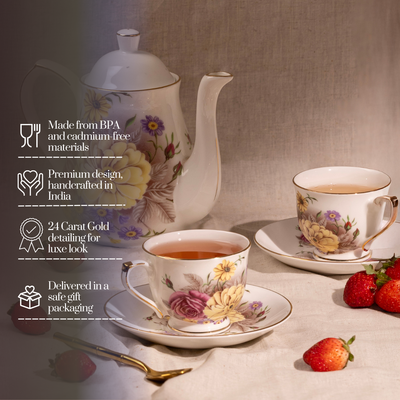 English Rose Tea Set | Handcrafted Elegance (13 pieces)