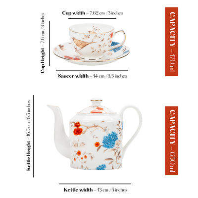 Birdsong and Blooming Blossom 13 piece Tea Set