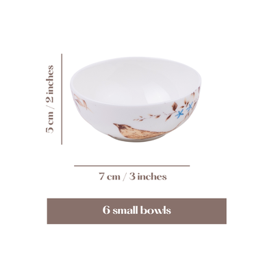 Birdsong small bowls - Set of 6 Pieces, 4 inch Wide