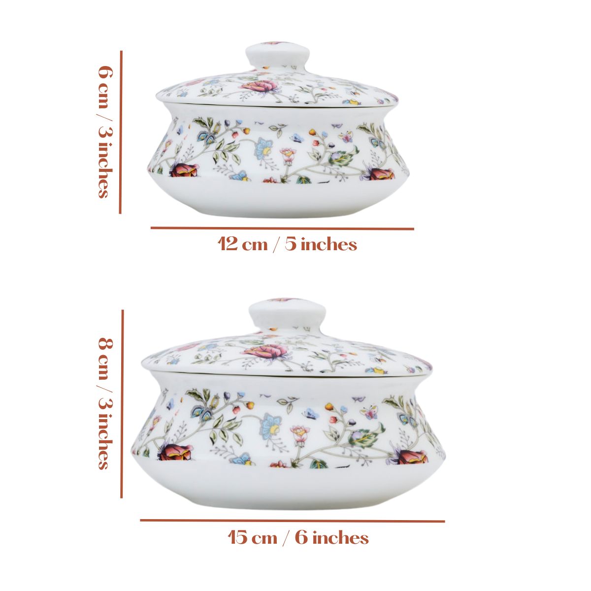 Pink Shrub Handi Bowls with Lid - Set of 2 (5 inch & 6 inch)