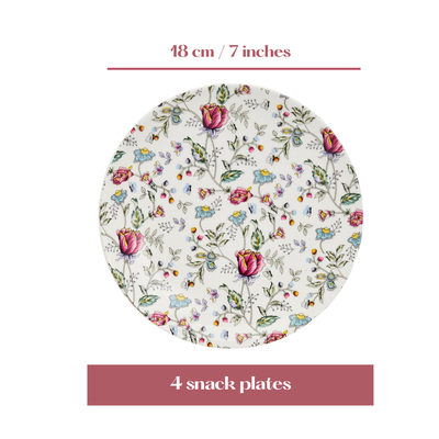 Pink Shrub snack plates - Set of 4 (7 inch each)