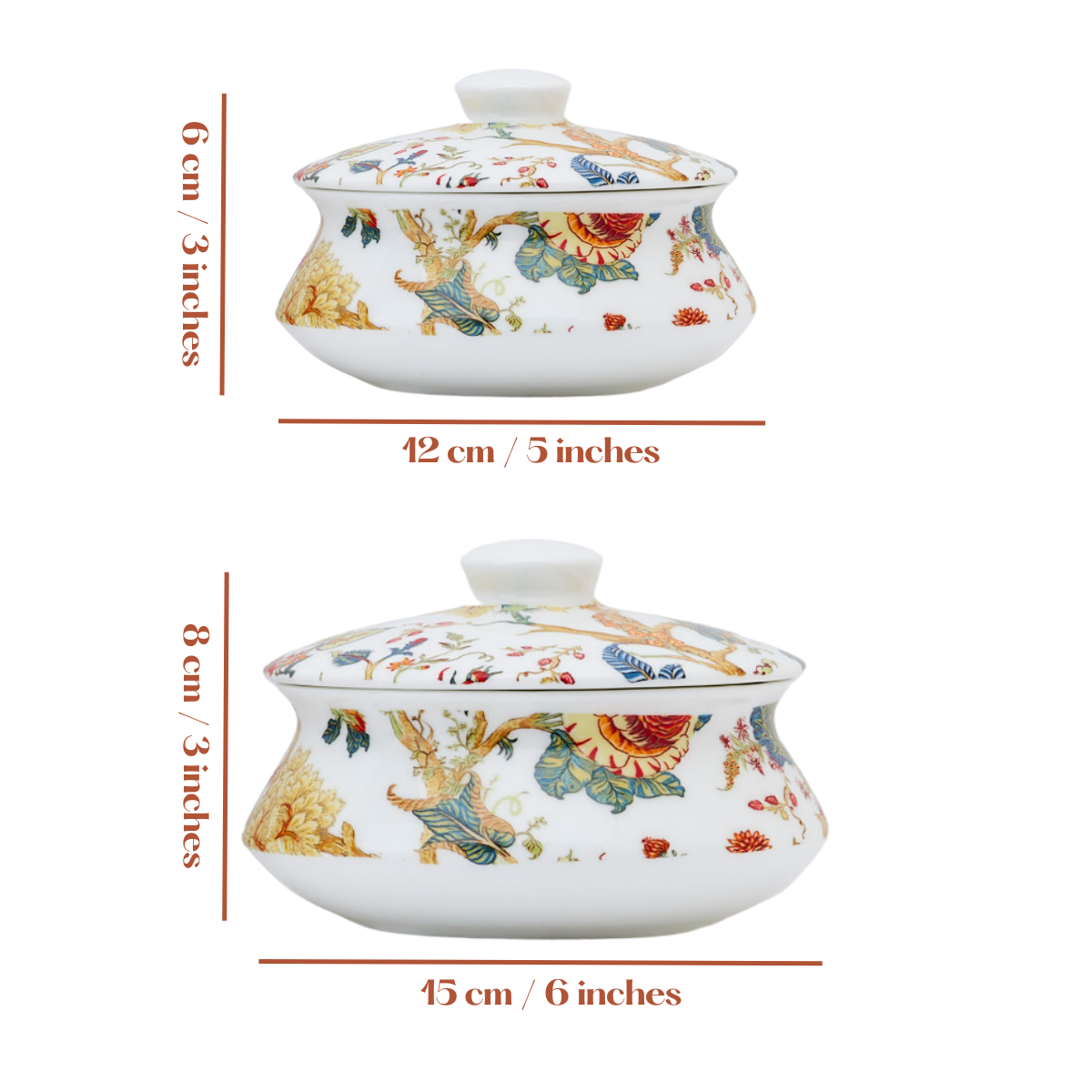 Amber Bloom Handi Bowls with Lid - Set of 2 (5 inch & 6 inch)