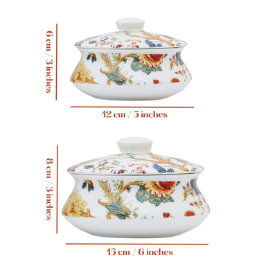 Amber Bloom Handi Bowls with Lid - Set of 2 (5 inch & 6 inch)