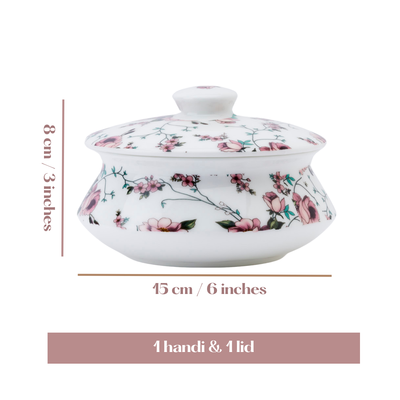 Soft Rose Trail Handi Bowl with Lid - Set of 1 (6 inch)