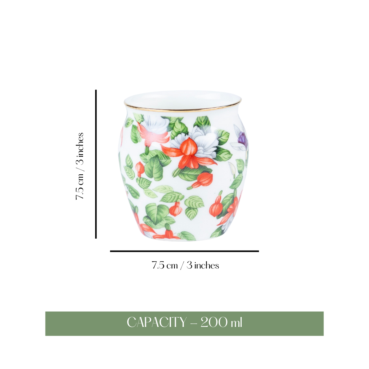 Spring Whispers - Set of 6 Kulhad Tea Cups, 200ml