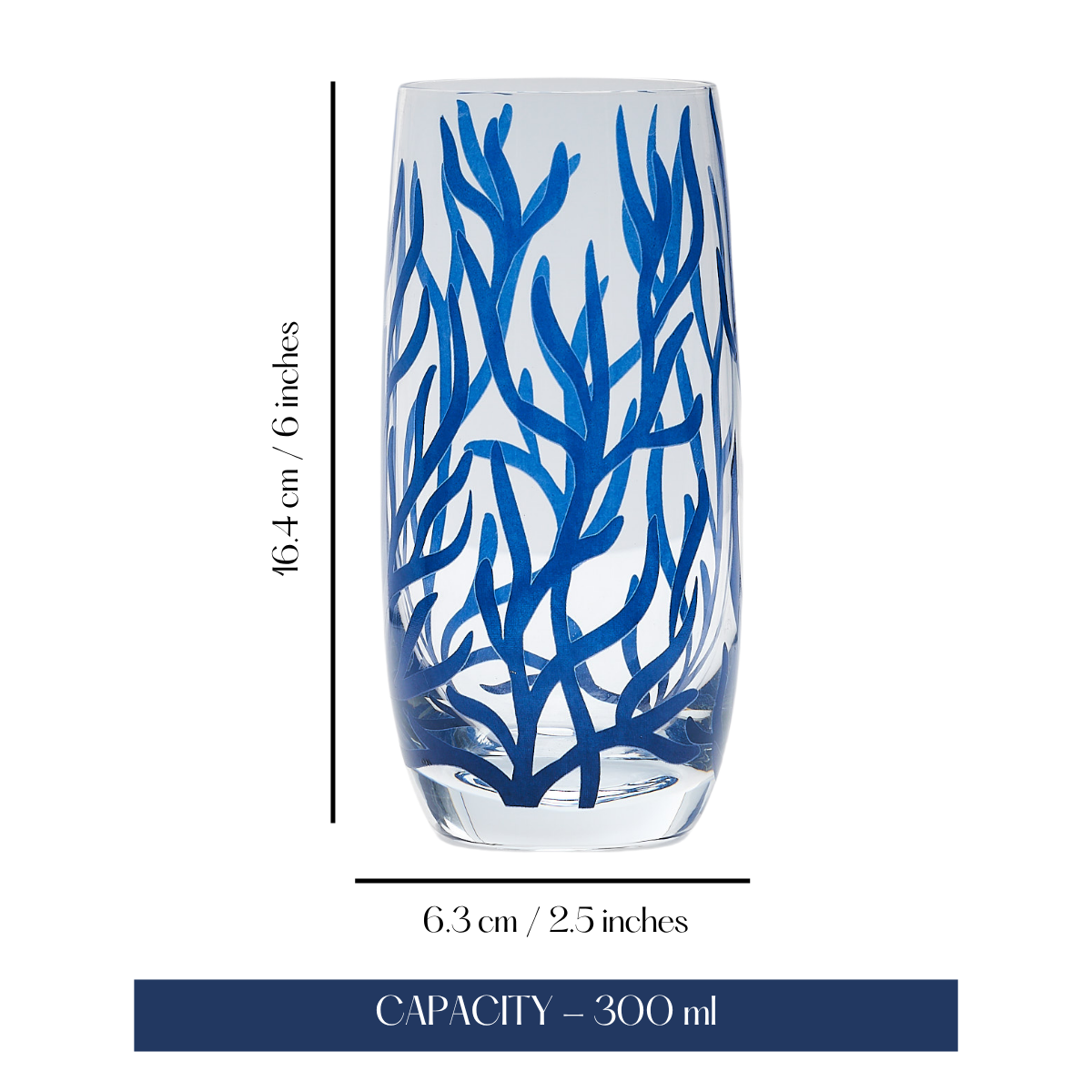 Ocean Corals Glass Tumblers - Set of 4 (300ML)
