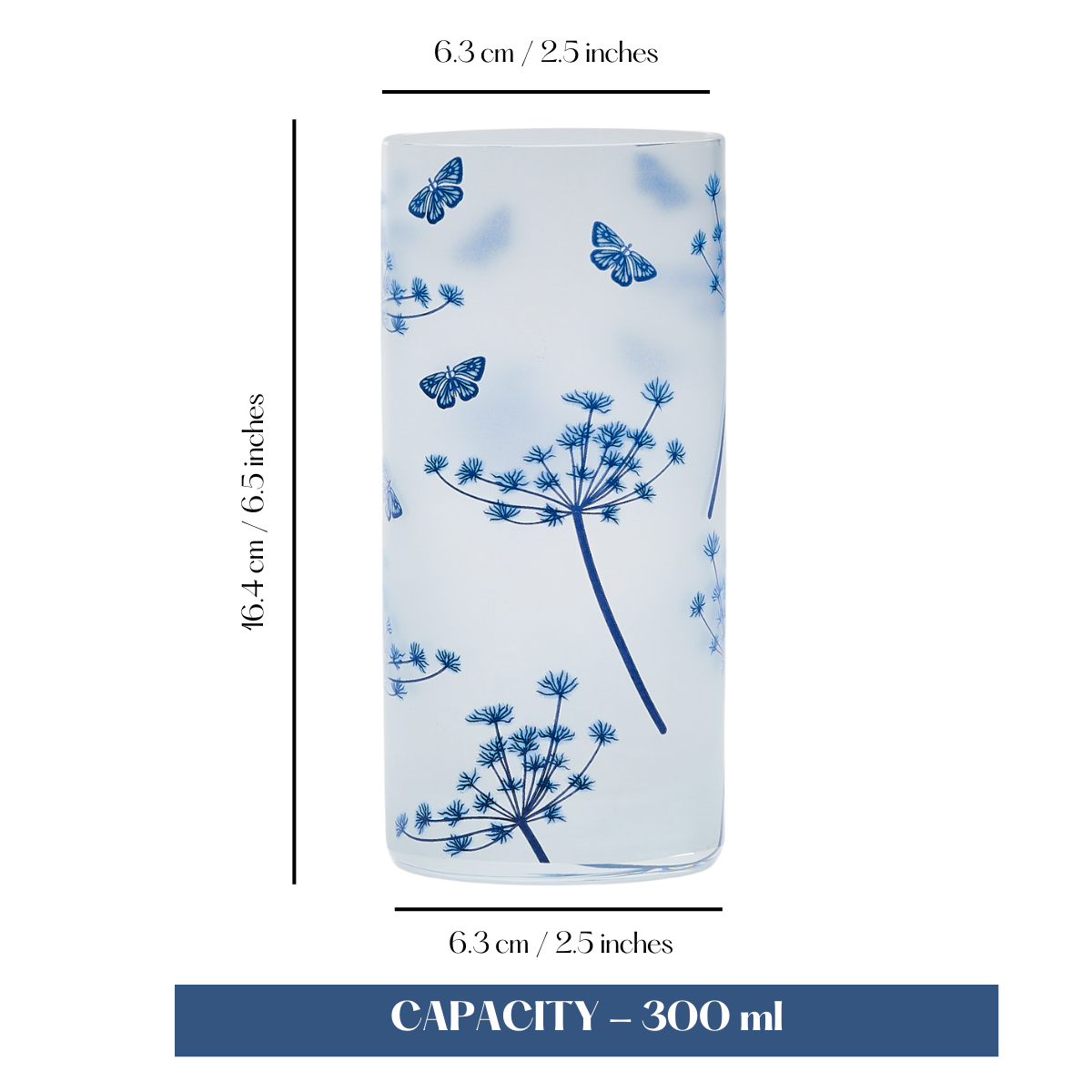 Fluttering Butterfly Glass Tumblers - Set of 4 (300ML)