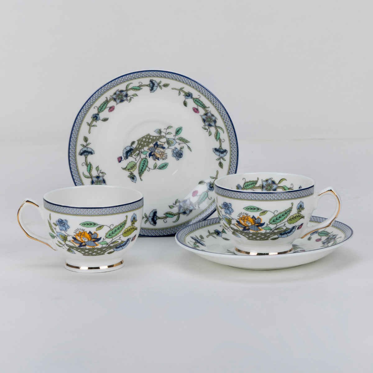 Midnight Bloom Cup & Saucer Set | 6 Cups, 6 Saucers & 6 Spoons