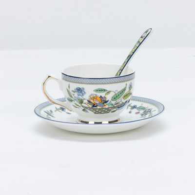 Midnight Bloom Cup & Saucer Set | 6 Cups, 6 Saucers & 6 Spoons