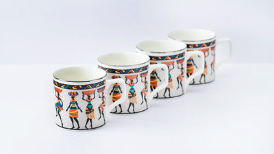 African Tribal Dancers Tea/ Coffee Cups - Set of 6, 200 ml
