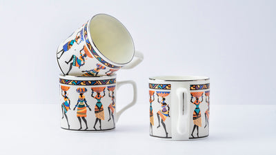 African Tribal Dancers Tea/ Coffee Cups - Set of 6, 200 ml