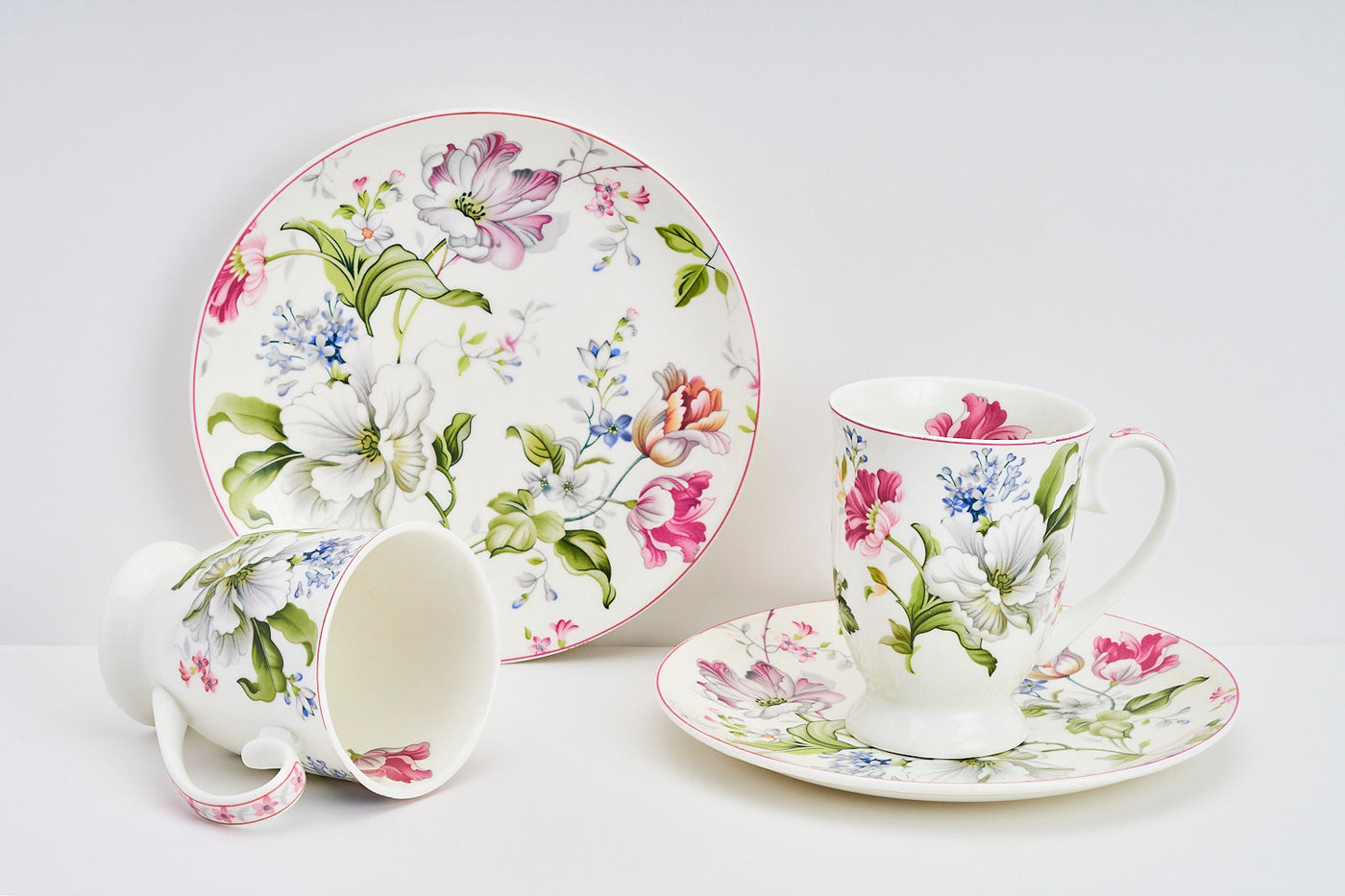 Floral Bloom Sip & Serve Set - 2 mugs & 2 plates