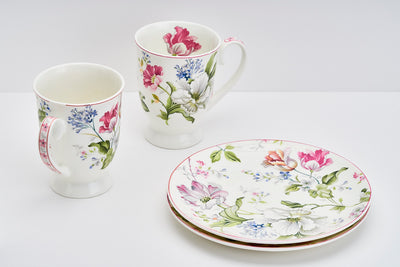 Floral Bloom Sip & Serve Set - 2 mugs & 2 plates